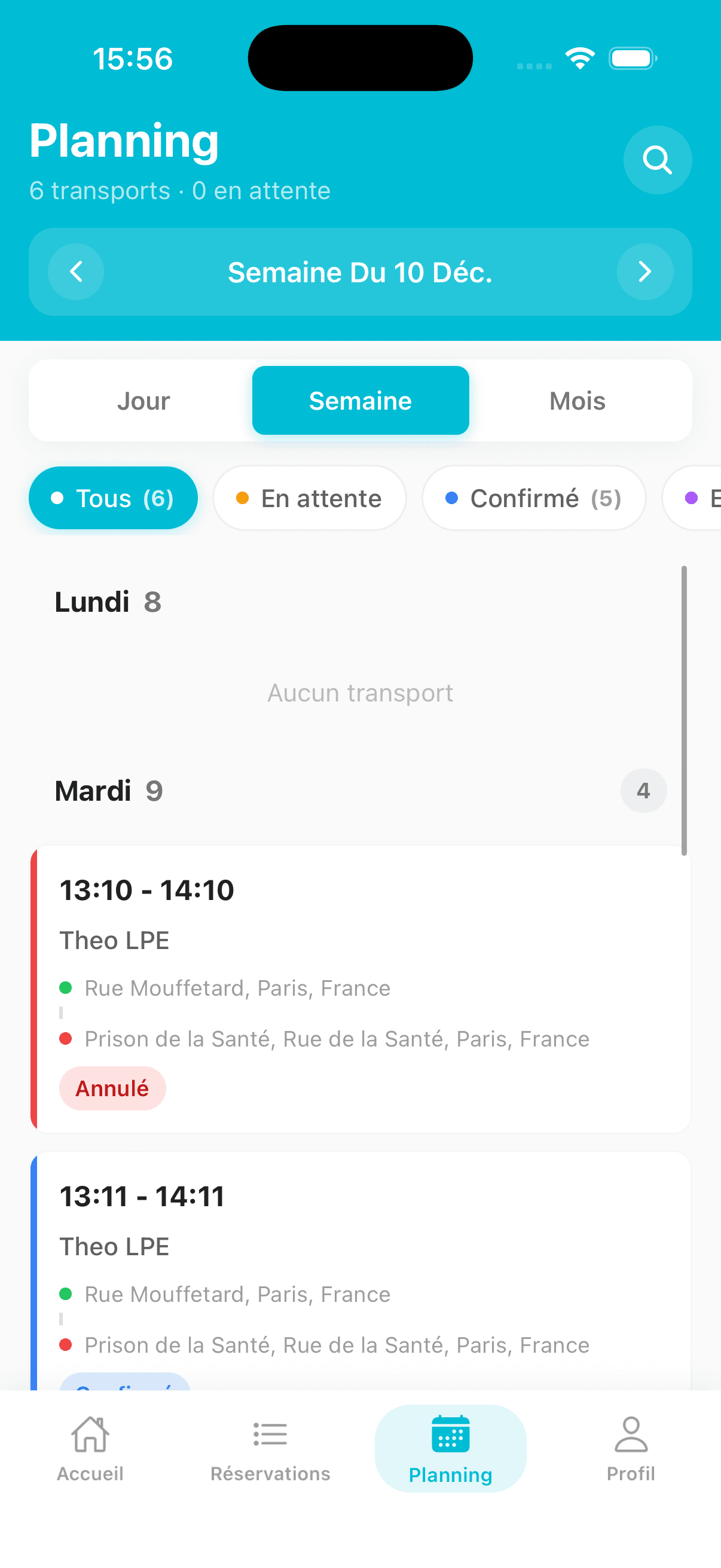 Historique des trajets