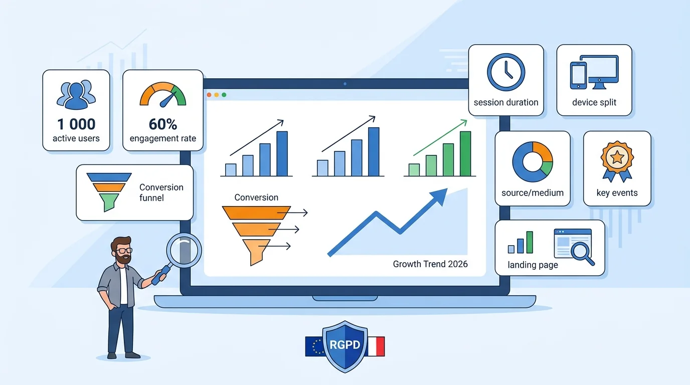 Google Analytics 4 pour PME : les 8 KPI qui comptent vraiment en 2026