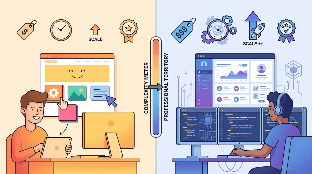 No-code vs développeur professionnel : quand faut-il vraiment payer un pro ?
