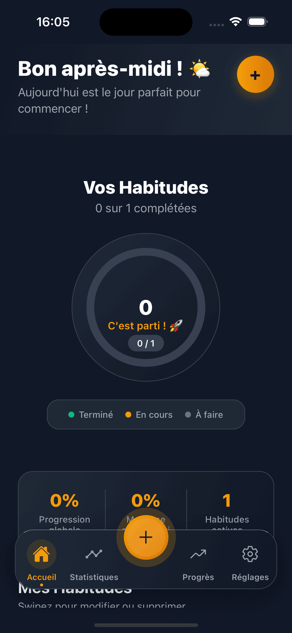 Habit Tracker - aperçu application mobile